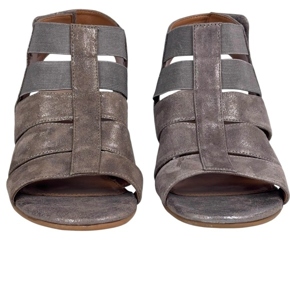 COMFORTIVA ALEXIS CT0006208 SMOKE LEATHER METALLIC BLOCK HEEL GLADIATOR SANDALS - Picture 8 of 13